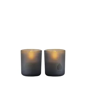 Glass Candle, Grey, 2-pack, 6x7 cm